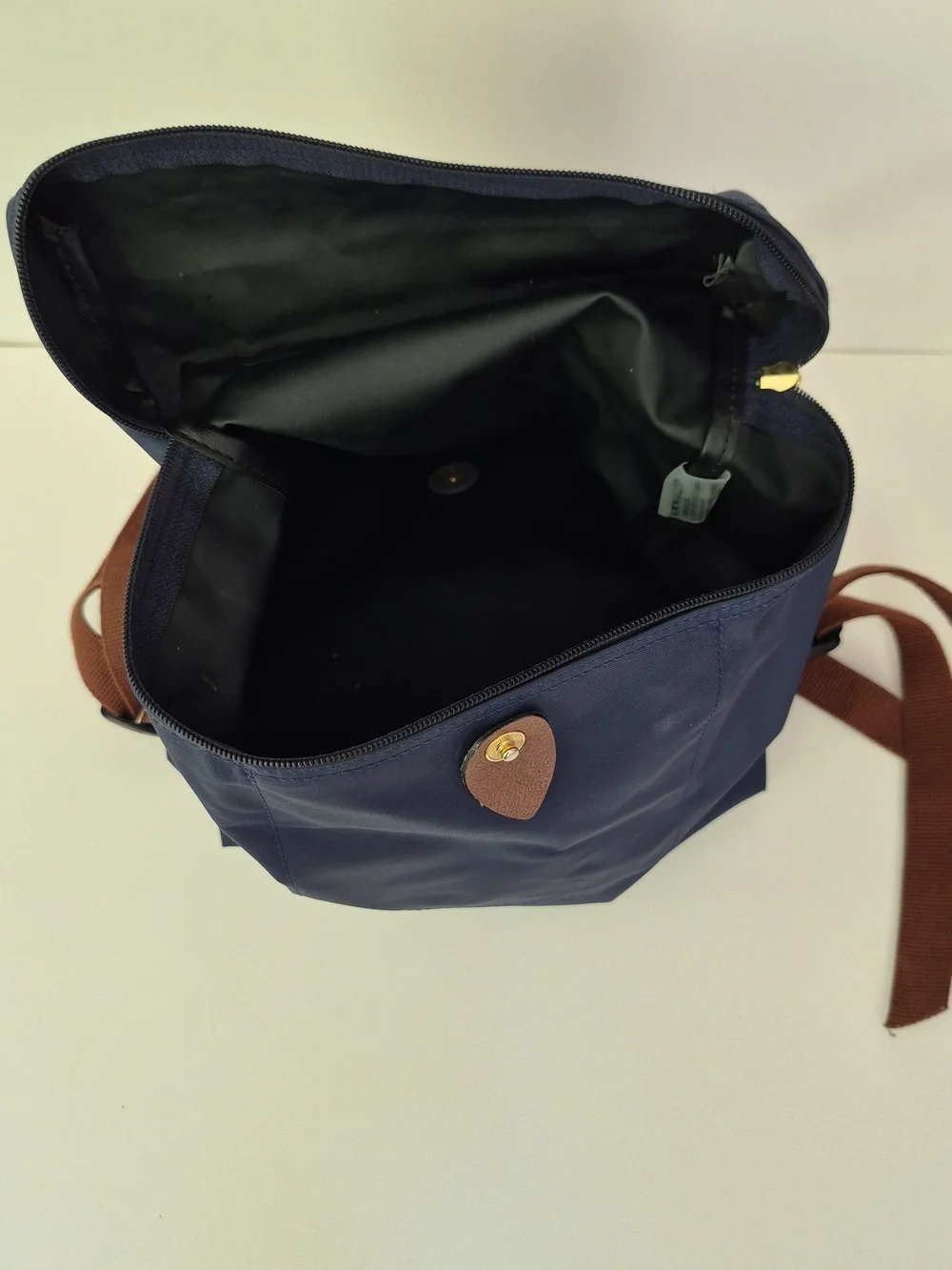 Longchamp Navy and Brown Leather Top-Handle Backpack